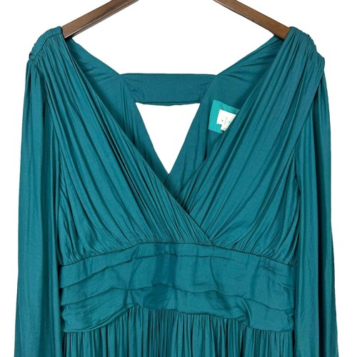 By Anthropologie Plus 20W NWT Gwendolyn Teal Long Puff Sleeve Hi Low Maxi Dress - Imagen 3 de 11
