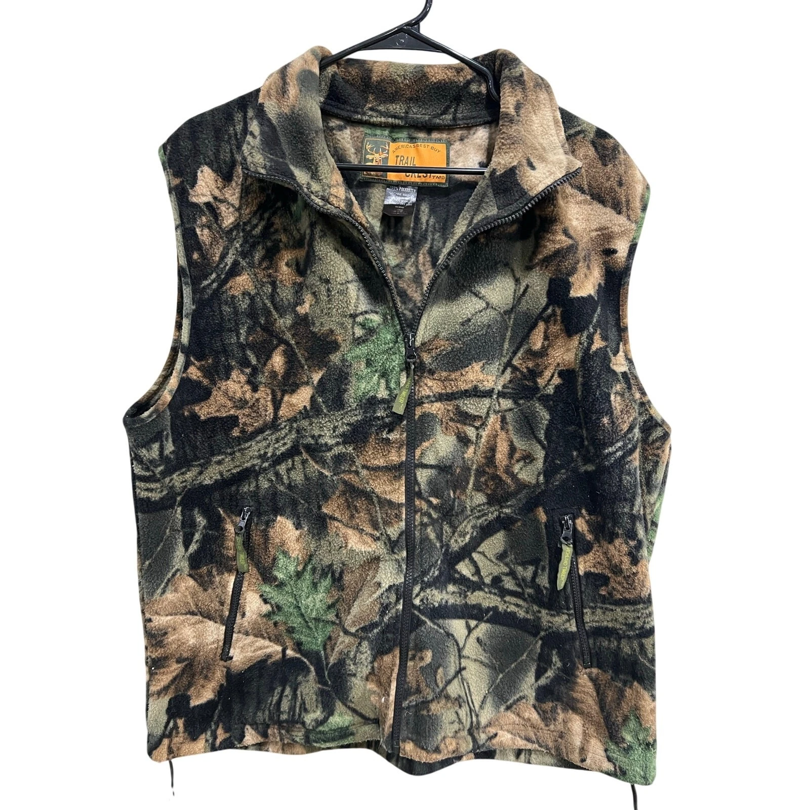 Trail Creek Camo Fleece Full Zip Vest Large