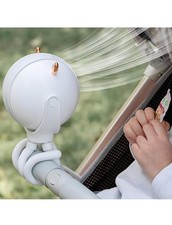 Cute Portable Mini Stroller Fan Octopus USB Rechargeable White 2000 mAh