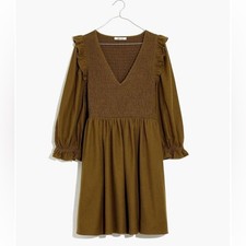 Madewell Flannel Lucie V-Neck Smocked Mini Dress Size M