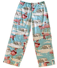 Nick  Nora Cotton Pajama Pants Pink Flamingo Airstream Christmas Camper Small