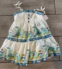 NWT Tahari Girl's White Tropical Sea Life Cotton Lined Sundress 4T