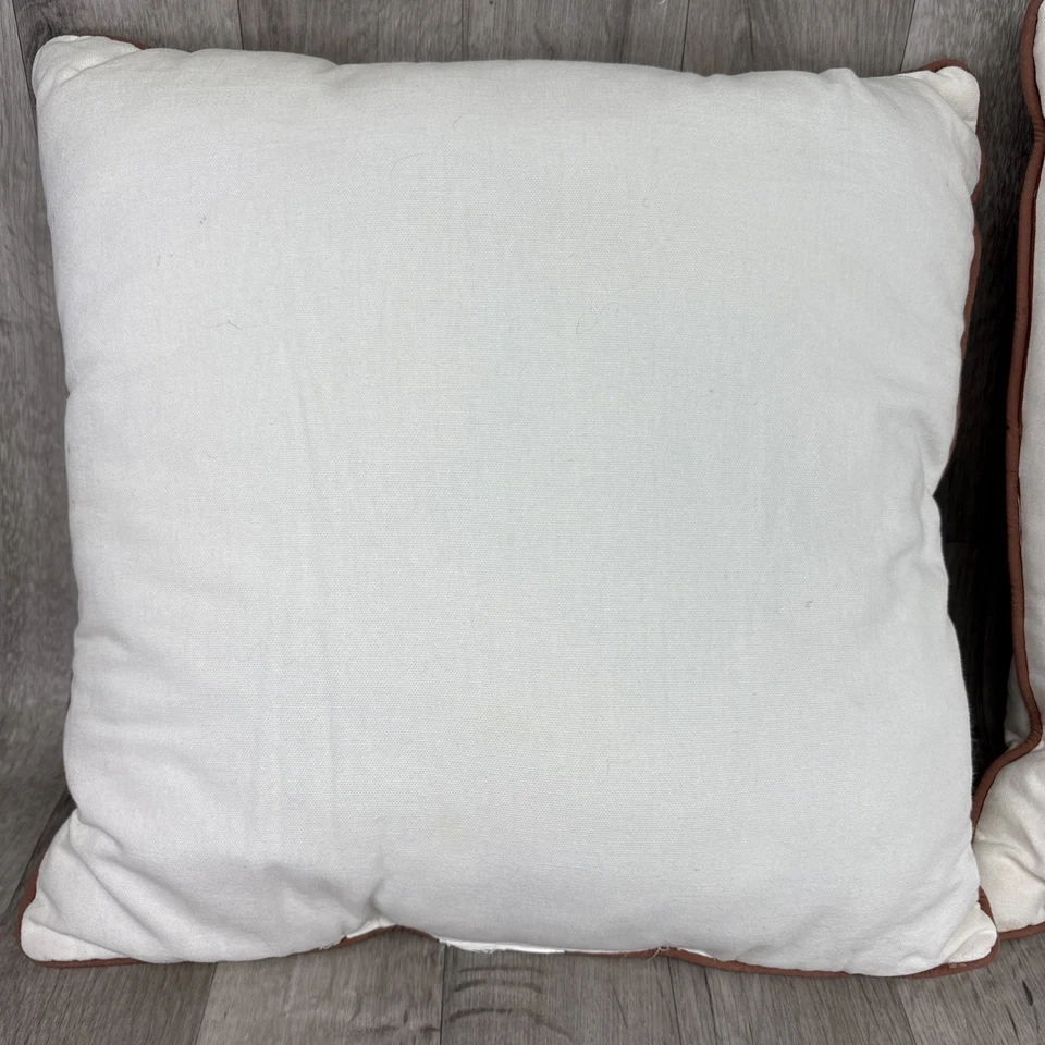 Fall Autumn Pumpkin Pillow Twine Burlap Embroidered Set of 2 - 17" x 17" - Image 4 of 4