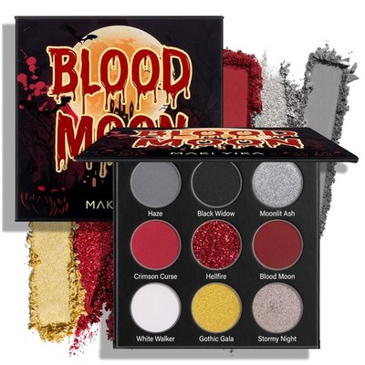 Black Red Eyeshadows Palette 9Color Pigmented Dark Grey 