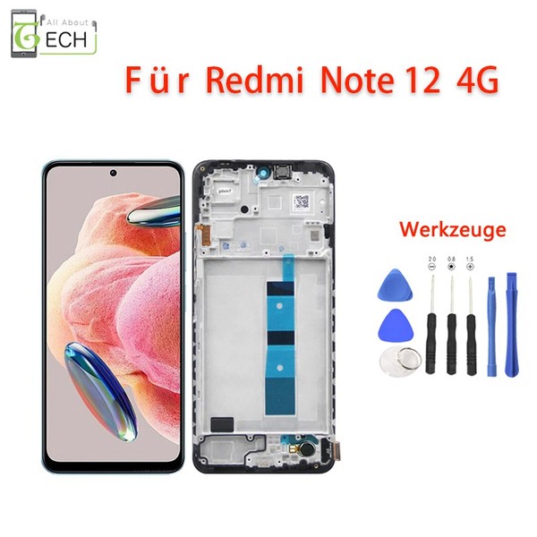 FüR Xiaomi Redmi Note 12 4G 23021RAA2Y Lcd Display Mit Rahmen (Oled) Touchs...-image