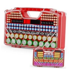 Battery Organizer Storage Holder Box Case with Tester, Stores  Protects Up Red