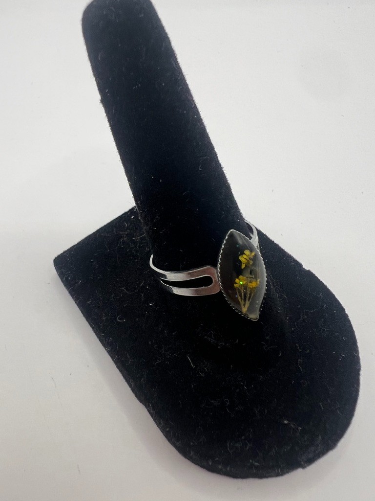 Pressed Flower Resin Ring Adjustable Botanical Co… - image 2