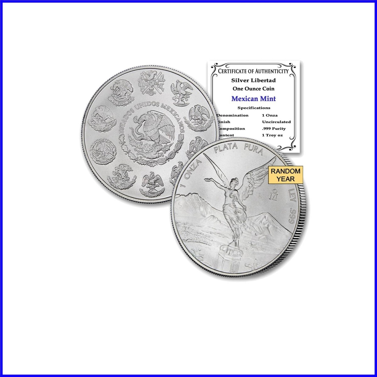 Elegant Mexican Silver Libertad Coin - 1 oz Brilliant Uncirculated, COA  Included | eBay
