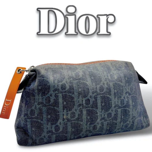 Pochette trotteur Christian Dior bleu indigo authentique 6634