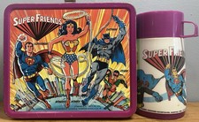 Lonchera y termo de metal Aladdin Super Friends 1976 Superman Batman mujer mujer