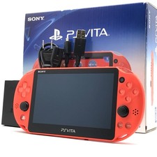 SONY PS Vita Neon Orange PCH-2000 Wi-Fi FW:3.74 w/ Charger, Box "Mint"