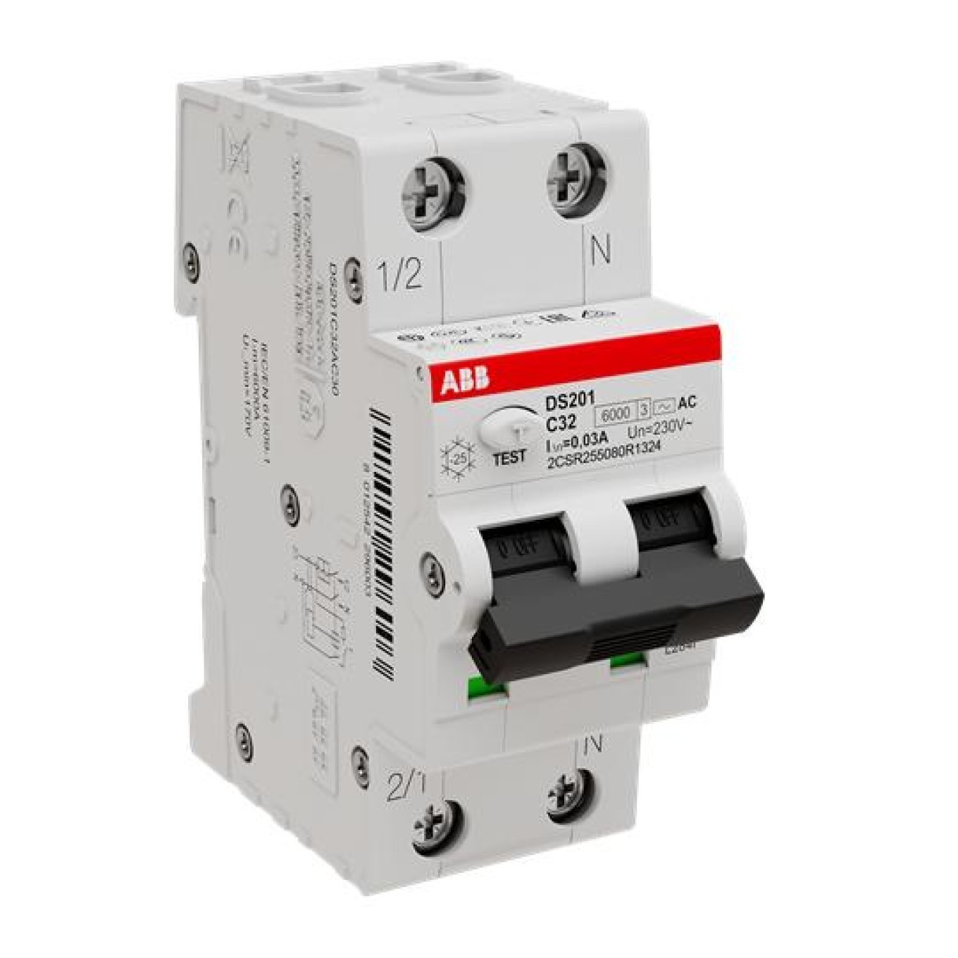 1P+N differential overcurrent switch char. DS201 2CSR255080R1324
