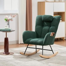 Nursery Rocking Chair , Modern Soft Teddy Upholstered Glider Rocker Accent Chair
