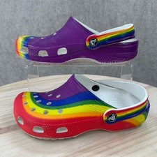 Crocs Classic Rainbow Stripe Clogs Womens 7 Mens 5 Multi Color