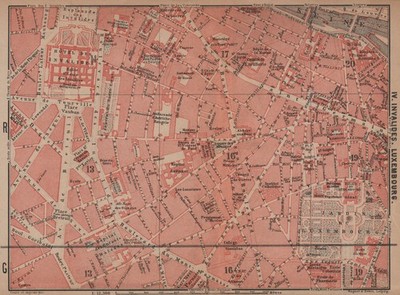 INVALIDES LUXEMBURG. stadt stadtplan de la ville. Paris 6e 7e carte 1900 Karte