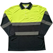 Two Tone Long Sleeve Safety Polo Shirt Orange High Visibility Reflective Shirt W