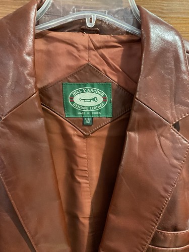 Vintage Hill Archer Leather Jacket Sport Coat Rockabilly Blazer 42 - Picture 2 of 7