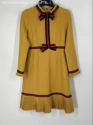 Gracia Womens Yellow Bows Long Sleeve Back Zip A-Line Dress Size Medium | eBay Gracia Womens Yellow Bows Long Sleeve Back Zip A-Line Dress Size Medium | eBay