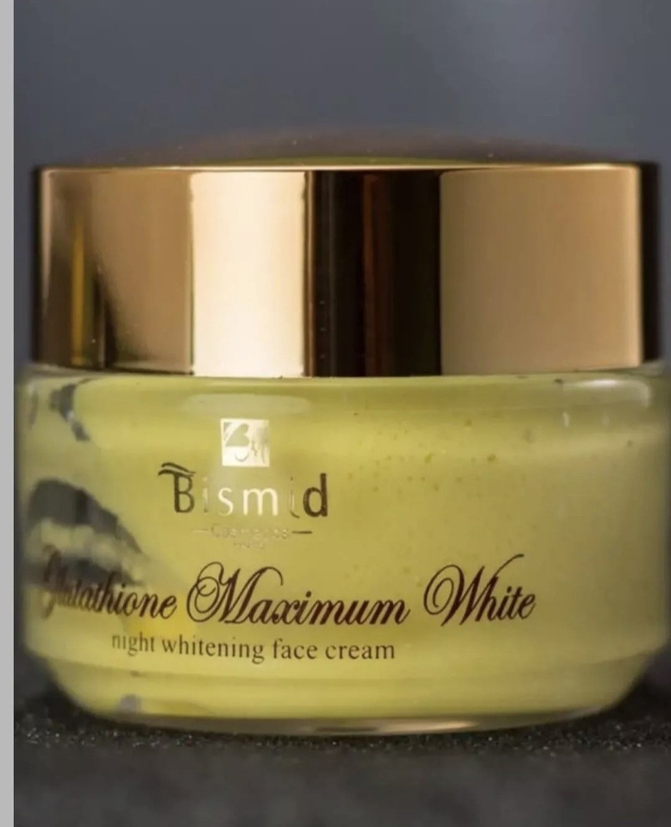 bismid glutathione maximum white Night Face Cream (often referred to as Bismid Maximum) is a 50ml,, potent, and fast-acting, whitening, formula designed to fade spots, reduce hyperpigmentation, and promote an even, radiant Bismid Glutathione Maximum brightening Night