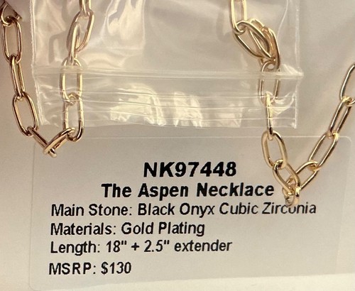 BP Necklace & Ring Set "The Aspen Necklace” NK97448 / RG46437 Onyx CZ Gold Sz 9 - Picture 4 of 4