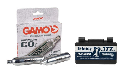 CO2 Cartridge and Pellet Bundle Gamo 5 Cartridges & Daisy 500 Flat Nose Pellets
