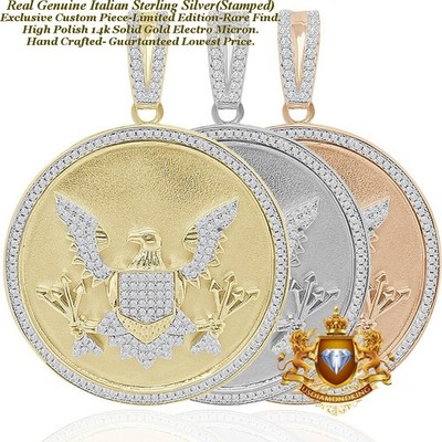 VVS1/D Real Silver Seal of US President American Eagle Pendant Charm Medallion