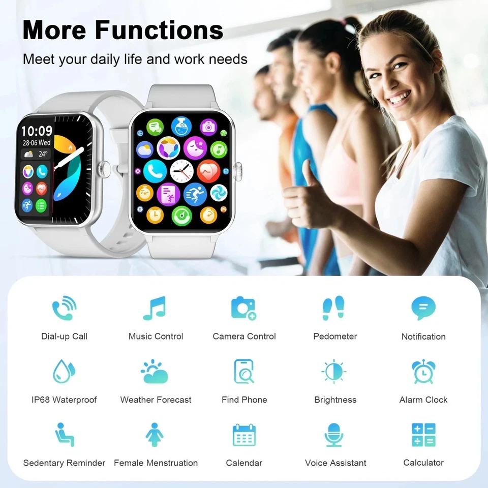 Smart Watch Men Women Fitness Tracker Blood Pressure Heart Rate Sport Watches UK - Image 2 of 4