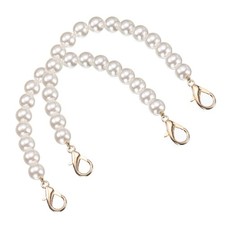 2 Pcs Imitation Pearl Purse Strap, 8 Inch Handbag Lobster Clasp, Gold
