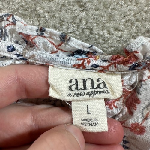 Ana a new approach Floral Blouse Womens Large Short Sleeve V Neck Top - Picture 3 of 5