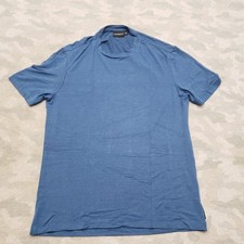 Emporio Armani Shirt Mens Blue Small Short Sleeve Striped Luxury Preppy