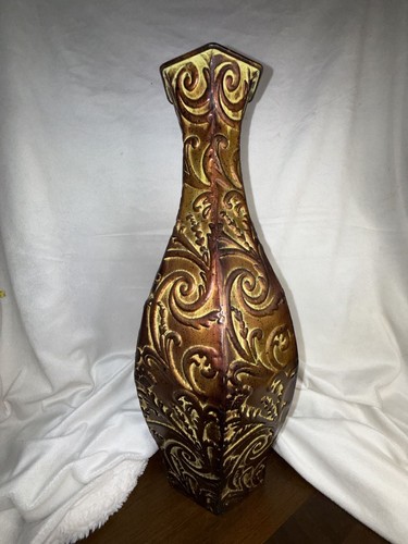 Decorative Embossed Scrollwork Ceramic Vase 18 Inch Tall