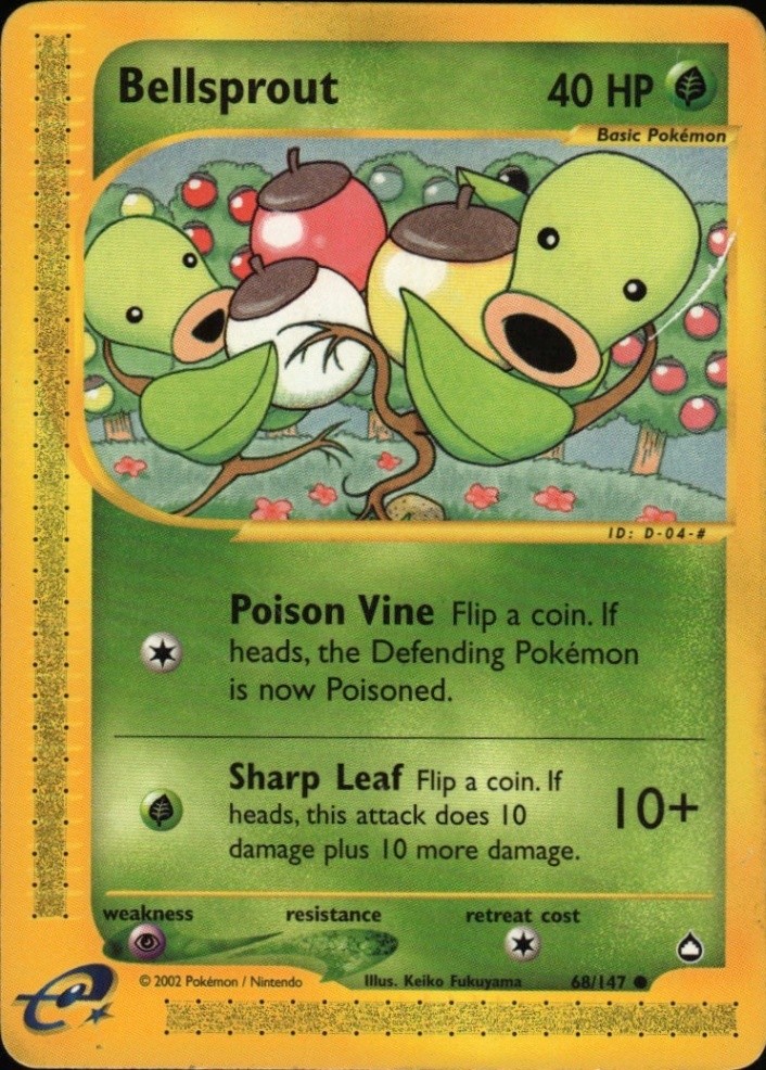 Bellsprout (68) Common Aquapolis 068/147 NM Pokemon TCG