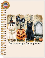 Halloween Spooky Season Spiral Journal Notebook 5.5X8.3In, Vintage Halloween Wit