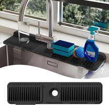 24 Inch Silicone Faucet Mat for Kitchen Sink Splash Guard - 7 Slope Upgraded Wa