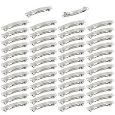 50 Pack 8cm / 3 inches Blank Silver Metal DIY Craft French Barrettes Snap Hai...