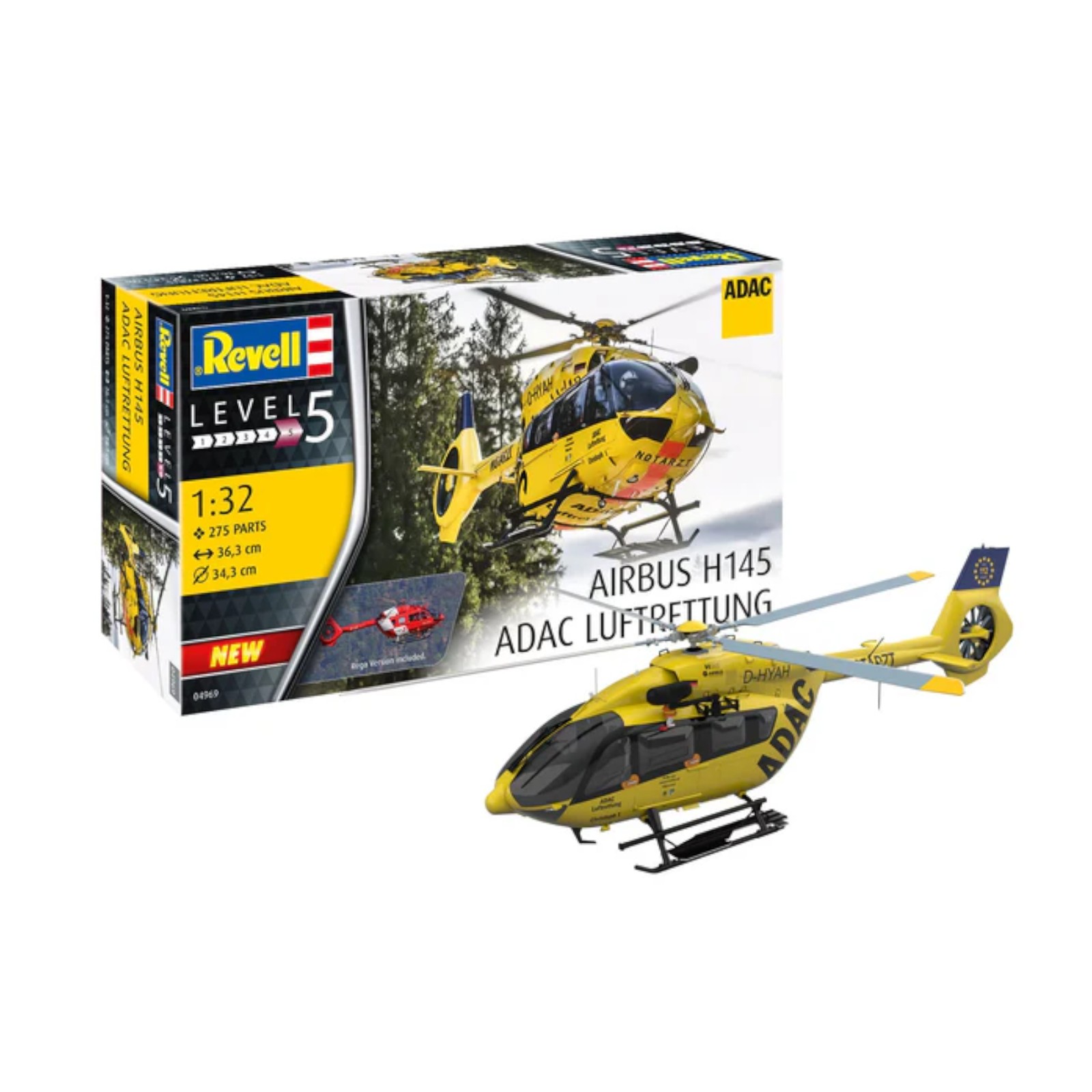 Revell Airbus H145 ADAC REGA Air Rescue Helicopter Aircraft Model Kit 04969