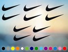 Sheet of 10 Nike Logo's Vinyl Decal Sticker Art Wall Home Various Colour
