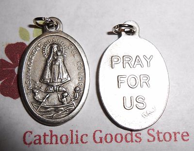 Our Lady of Charity - Caridad De Cobre  -  Italian Silver tone OX 1 inch Medal 