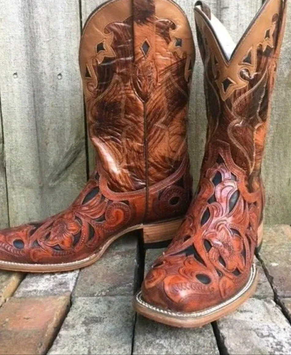 Corral tooled leather clearance boots