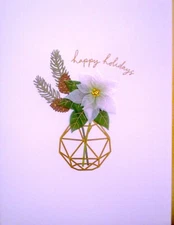 Papyrus Vellum Poinsettia Happy Holidays Christmas Greeting Card ~ Blank Inside