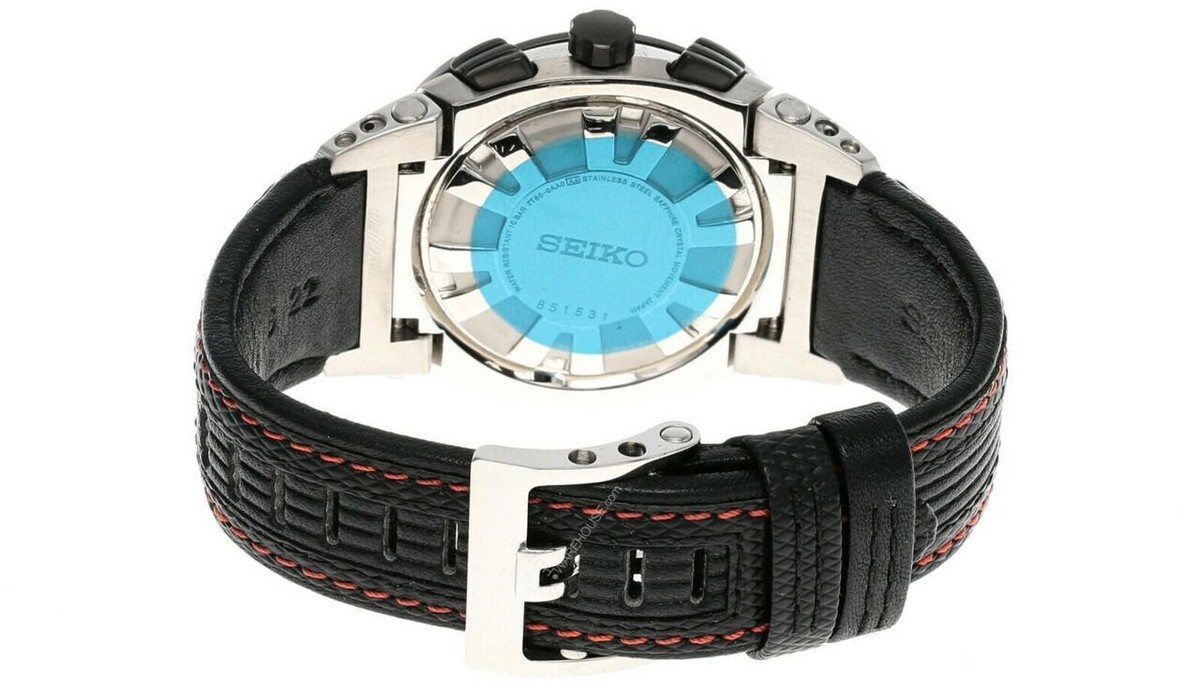 SEIKO Sportura Dual Flyback Black Dial LTHR Strap Men's Watch