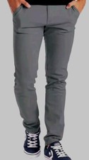Mens Stretch Skinny Slim Fit Chino Pants Flat Front Casual Super Spandex Trouser