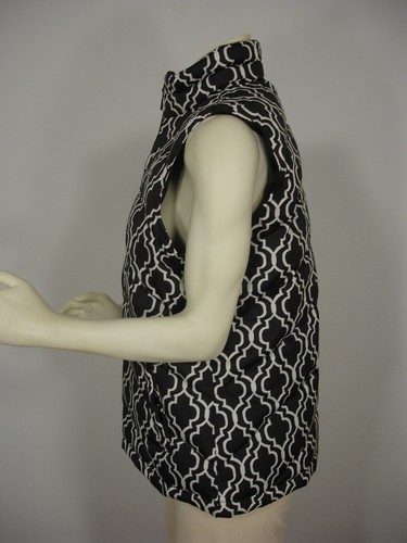 LANDS' END GEOMETRIC PRINT DOWN PUFFER SLEEVELESS JACKET VEST WOMEN'S L 14-16 - Picture 2 of 9