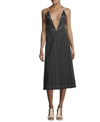 VALENTINO Plunging Sleeveless Jersey Dress with Contrast Topstitching VGUC  Sz 10 | eBay
