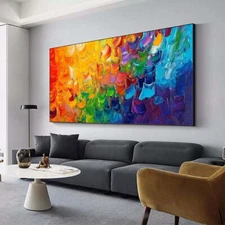 Abstract Hand painted Oil Painting Custom Living Room Decoration Green Yellow