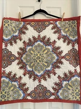 Pottery Barn Euro Pillow Sham Medallion Red Blue Yellow White Green 3 Available