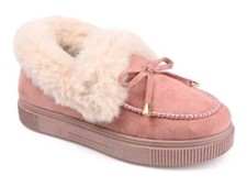 Journey Collection Women's Midnight Faux Fur Lined Faux Suede Moccasins SZ 7.5.