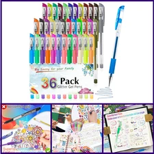 Aen Art Glitter Gel Pens for Adult Coloring Books, 36 Colors Gel Marker Set Colo