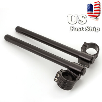 CNC Black Motorcycle 52mm Riser 1in Raise Clip on Clip-ons Handlebars Handle Bar