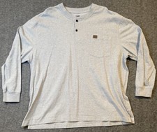 Wrangler Riggs Workwear Henley Shirt Men's Size 2XL Long Sleeve Grey Pocket T